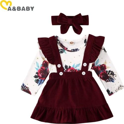 0-24M Newborn Infant Baby Girls Flower Clothes Set Long Sleeve Floral Romper Corduroy Skirts Outfits Autumn Costumes