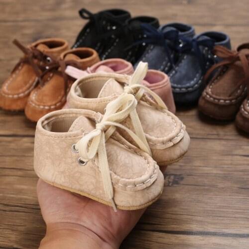 Infant Baby PU Leather Casual Shoes Boys Girls First Walkers Soft Sole Anti-slip Strappy Sneaker Toddler Shoes 0-18M