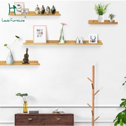 Louis Fashion Shelves Sets Solid Wood Hanging Wall Living Room TV Wall Shelf Wall Study Nordic Decoration
