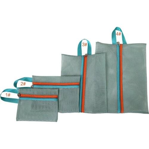 Pack of 4 Assorted Sizes Mesh Travel Storage Organizer Bag