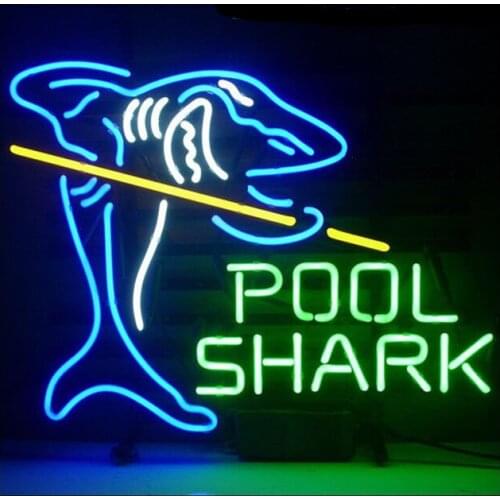 Pool Shark Billiards Game Room Neon Sign Handmade Real Glass Tube Bar Store Shop Advertise Decoration Display Neon Signs 24"X20"
