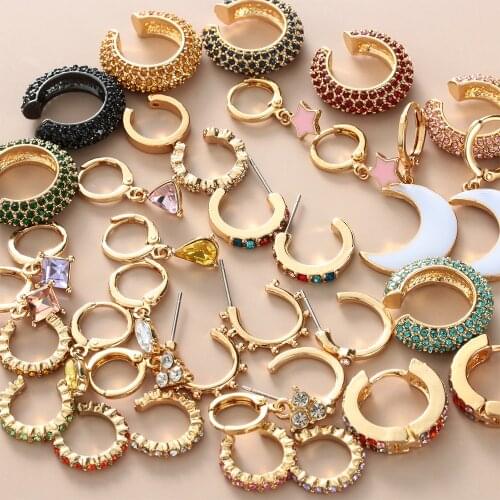 2020 New Arrival Multicolor CZ Crystal Ear Cuff Stackable C Shaped Ear Clips No Pierced Cartilage Earring for Women Earcuffs