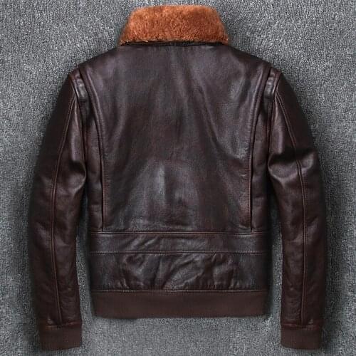 Geniune Vintage Jacket Men 100% Pure Cow Leather Bomber Jackets Winter Warm Down Coat jaquetas de couro MF258
