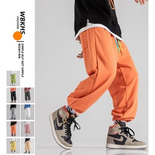 Autumn New Hip Hop Mens Solid Loose Casual Pants Trendy Cotton Legging Harem Trousers Male 9 Colors M-5XL BK943
