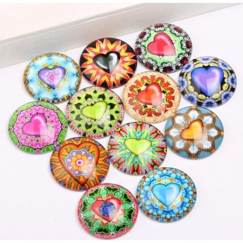 Reidgaller mix heart beat photo round dome glass cabochons 20mm 25mm 12mm 18mm diy jewelry making findings