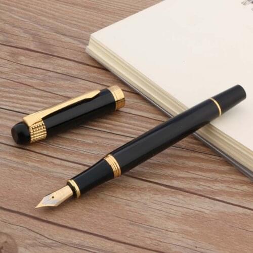 Metal Signature Fountain Pen High Quality Black School Student Office Gifts Stationery Golden Ink Pens