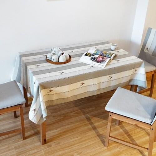 Nordic Modern Cotton and Linen Yarn-Dyed Striped Tablecloth Elk Coffee Table Tablecloth Pillow Cushion Pillowcase Table Runner