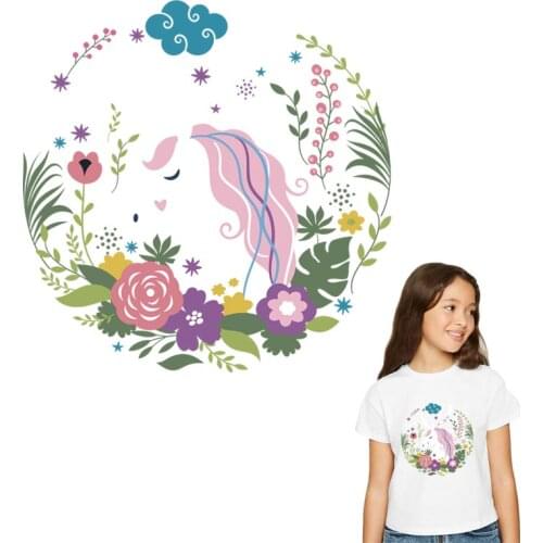 Beautiful Horse Thermal Stickers On T-shirt DIY A-levels Iron On Transfers For Clothing Cute Design On Clothes Patches Appliqued
