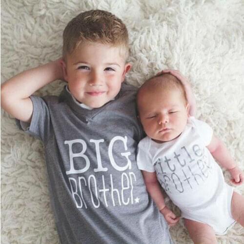 Family Matching Tops Little Big Brother Romper T-shirt Newborn Baby Boy Clothes