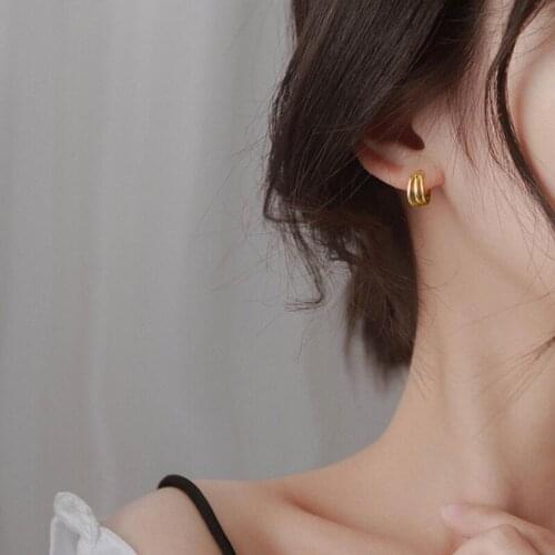 Occident Silver Color Hoop Earrings Women Fashion Jewelry Simple Three Circle Earring Lady Valentines Day Accessories KOFSAC
