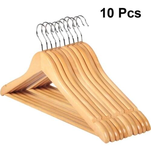 10pcs Solid Wood Hanger Non-Slip Hangers Clothes Hangers Shirts Dress Hanger Drying Rack For Wood Non-Slip Clothes Hanger