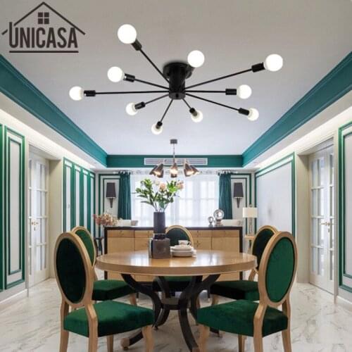 Vintage Pendant Lights Wrought Iron Modern Ceiling Lamp Multiple Rod Lighting E27 LED Living Room Art decorate Industrial Bar