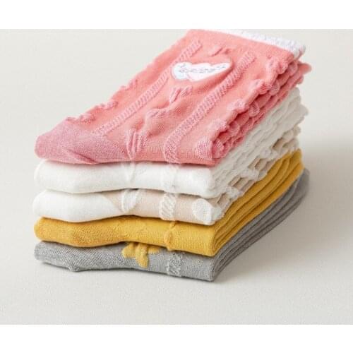 Women Socks Harajuku Female Cotton Short Socks White Heart Socks Cute Girls Students Comfortable Kawaii heart Crew Socks Femme