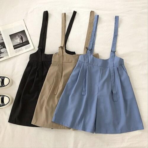 Solid Women Wide Leg Jumpsuit Spaghetti Strap Preppy Style Pockets Jumpsuits Summer Fashion Elastic Waist Casual Jumpsuits