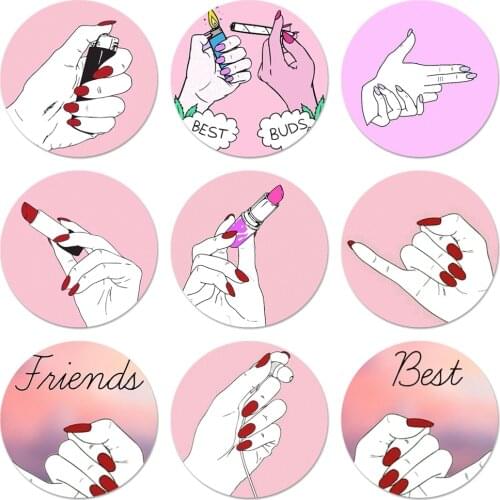 58mm Best Friend Girlfriend Icons Pins Badge Decoration Brooches Metal Badges For Clothes Backpack Decoration