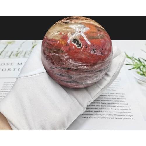 1pcs 60mm Red Rose Petrified Wood Sphere Fossil Agate Quartz Crystal ball Madagascar
