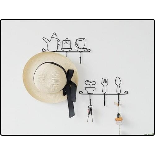 1PC Fashion Kettle Pot Styles Metal Iron Wall Door Mounted Rustic Clothes Coat Hat Key Hanging Decorative Wall Hooks JL 252