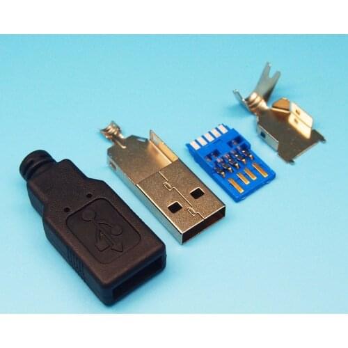 10set/lot 4 in 1 DIY USB 3.0 male A type jack/plug with plastic cover soldering type