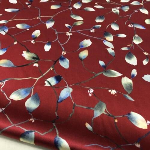 108cm flower branch digital printing red bottom digital printing fabric natural mulberry silk fabric dress shirt sewing meter