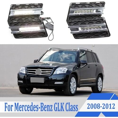 2pcs For Benz GLK Class W204 GLK300 GLK350 GLK500 2008-2012 6000K White Light LED Daytime Driving Running Light DRL Car Fog Lamp