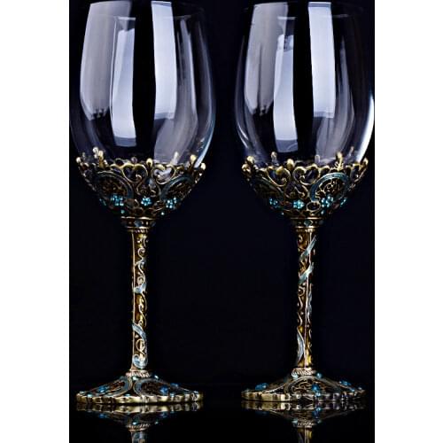 Retro Enamel Lead-free crystal Glass Red Wine Glass Wakeup Set Wine Glass Cup Champagne Cup Wedding Gift Decanter Set