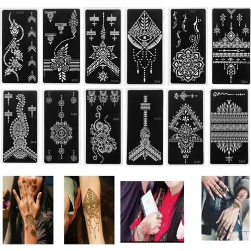 2021 New Henna Tattoo Stencil Temporary Hand Tattoos Diy Body Art Paint Sticker Template Indian Wedding Painting Kit Tools