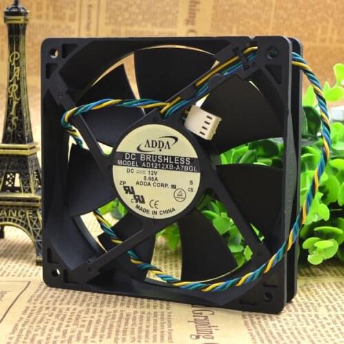 AD1212XB-A7BGL For ADDA 12V 0.65A 12CM 120mm 12025 4-wire PWN Temperature Control cooler cooling fan