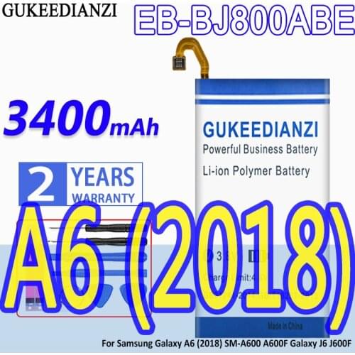 High Capacity GUKEEDIANZI Battery EB-BJ800ABE 3400mAh For Samsung Galaxy A6 2018 GalaxyA6 2018 SM-A600 A600F Galaxy J6 J600F