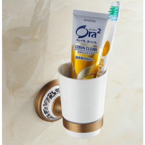 Antique Brass Single Tumbler Holder Cup & Tumbler Holders Toothbrush Holder Bathroom Accessories