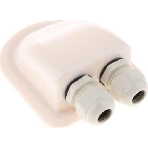 WHITE RV ABS Solar Double/TWIN Cable Entry Gland Box Weatherproof for Solar Project on RV Camper Van Travel Trailer Boat Cabin