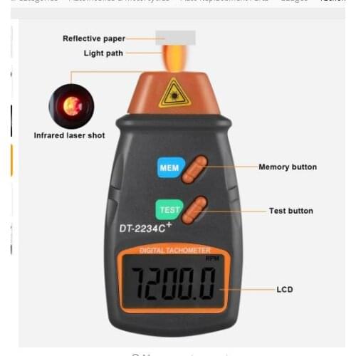 Digital Laser Photo Tachometer Non Contact RPM Tach Digital Laser Tachometer Speedometer Speed Gauge Engine Dropship No Ads