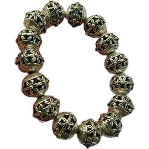 China Old national style Tibet Silver Carve Adjust Hand on hand jewelry beads bracelet