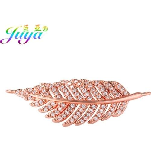 Juya DIY Earring Components Handmade Gold/Rose Gold Creative Flower Charm Connectors Accessories For Womens Jewelry Gift Making