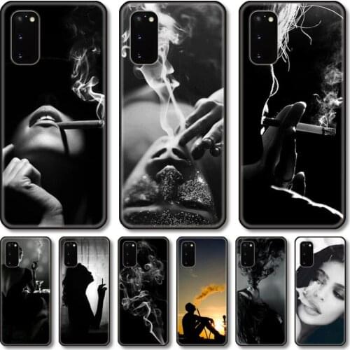 Smoke Phone Case For Samsung Galaxy Note S21 20 10 9 E Lite UW Ultra 5G PRO Black Shell Cover