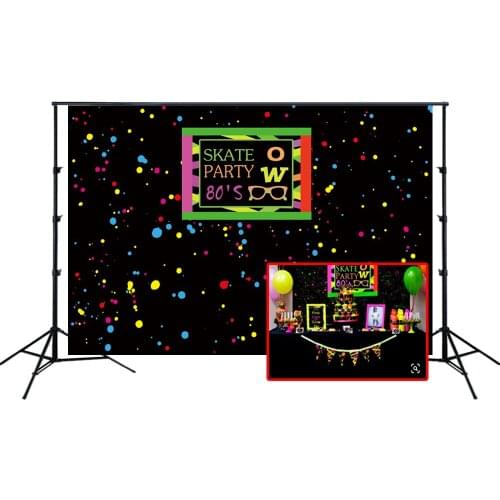 Skate Party Backdrop 80s 90s Glow Party Colorful Paint Splat Splashes Graffiti Photo Background Banner Wall Decoration Poster