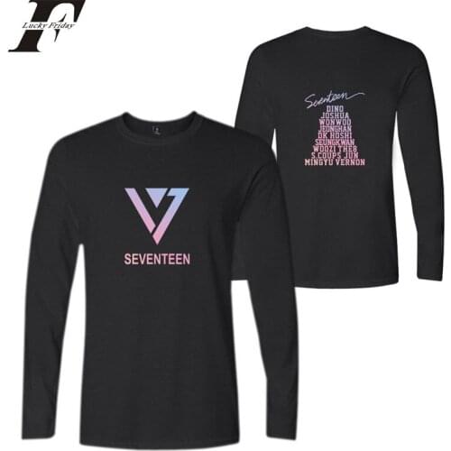 LUCKYFRIDAYF 2018 Seventeen Kpop Groups T shirt Women/Men Funny T-shirts Long Sleeve Cotton O-Neck T-shirt Plus Size 4XL