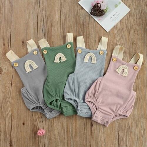 4 Colors Newborn Baby Boy Girl Rompers Sleeveless Backless Rainbow Printed Jumpsuit One Pieces Summer Clothes