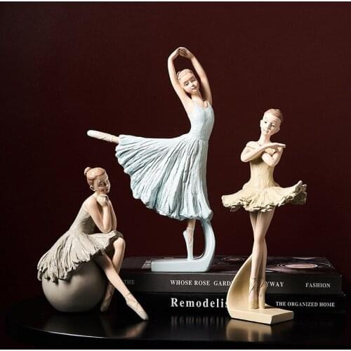 Creative Ballet Girl Resin Sculpture Home Desktop Ornament Modern Art Figurine Living Room Girl Bedroom Decoration