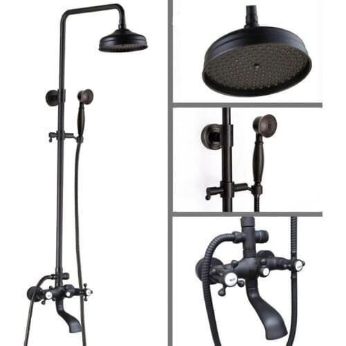 Oil Rubbed Brass Wall Mounted Rain Bathroom Rainfall Shower Faucet Set with Hand Spray Shower Head Bath Tub Mixer Tap 2hg101