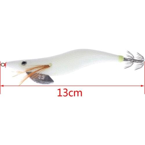 Luya bionic plastic wood shrimp squid hook 13cm luminous white wood shrimp fake bait hook fishing gear supplies