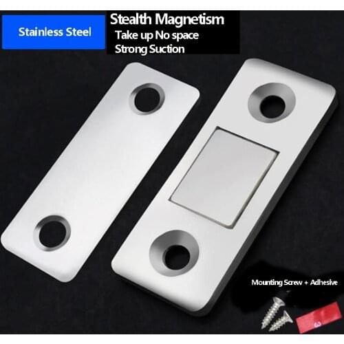 2pcs/Set Strong Door Closer Magnetic Door Catch Latch Door Magnet for Furniture Cabinet Cupboard with Screws Ultra Thin