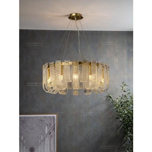 Postmodern copper light luxury living room dining room bedroom chandelier simple design glass chandelier