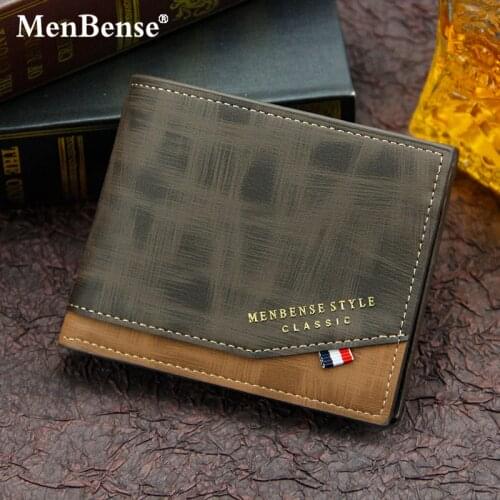 MenBense Mens Wallets Leather PU Bifold Short Wallet Male Retro Business Coin Purse Bag Multifunctional Mini Card Wallet