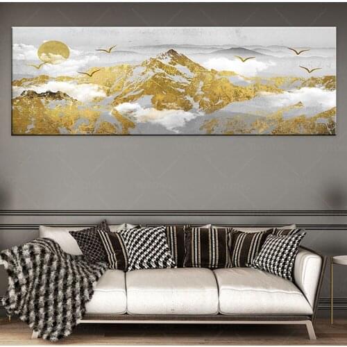 Modular canvas painting Snow mountain Picture wall art Glod mountain wall pictures for living room scenery prints home decor