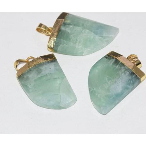 Natural Fluorite Moon Pendant homme 2019 New Green God Cap Face Jewelry knife crystal Quartz healing pendant for men accessories
