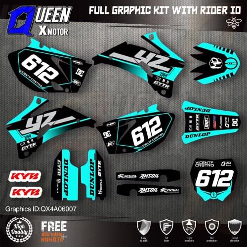 QUEEN X MOTOR Custom Team Graphics Backgrounds Decals 3M Stickers Kit For YAMAHA 2006-09 YZF250 450 007