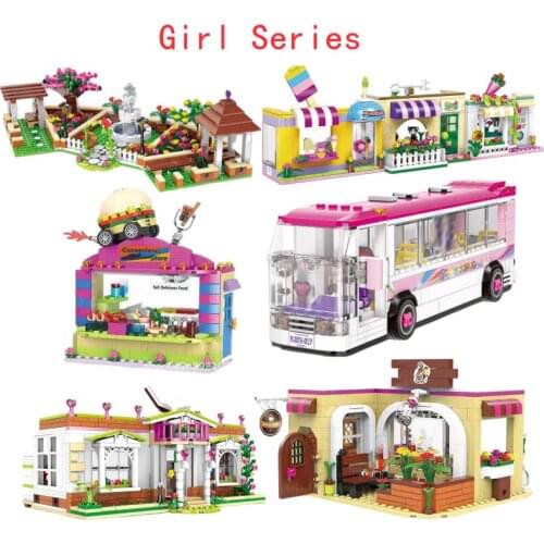 Friends For Girls Sets University Library Dorm Bus Building Blocks City Girl Compatible Friends School Brick Toy for Kids Gifts