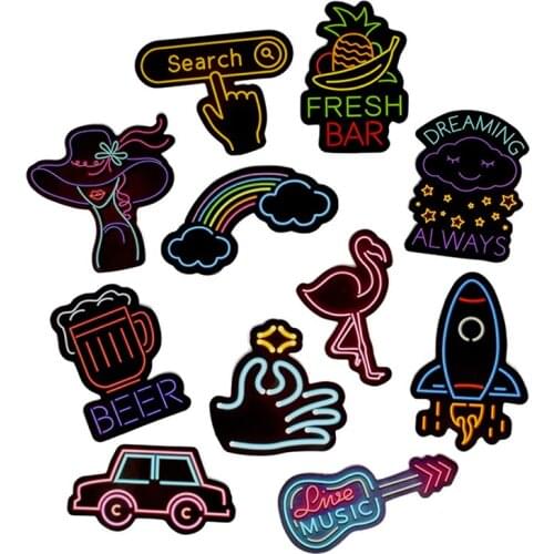 50 PCS Anime Icon Animal Cute Decals Stickers Neon Light Sticker Gifts for Children to Laptop Suitcase Guitar Fridge Bicycle Car