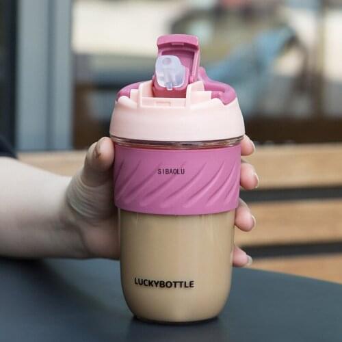 New Direct Drinking Straw Double Drink Cup Tritan Plastic Cup Creative Portable and Simple Water Cup Milk Coffee Cup