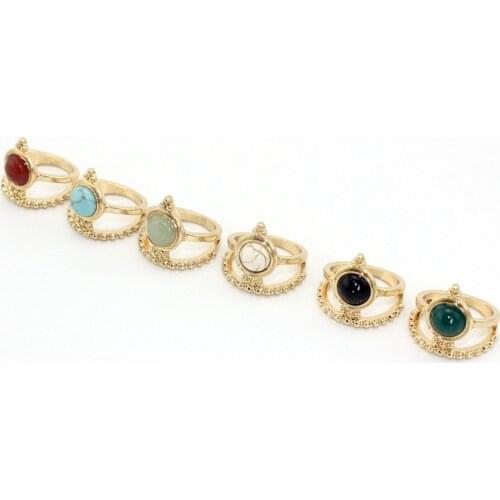 2016 new Alloy vintage printing crown ring multilcoor circle stone rings for women